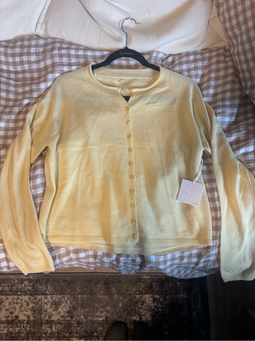 Altar’d State Butter Yellow Women's Cashmere Cardigan Sweater